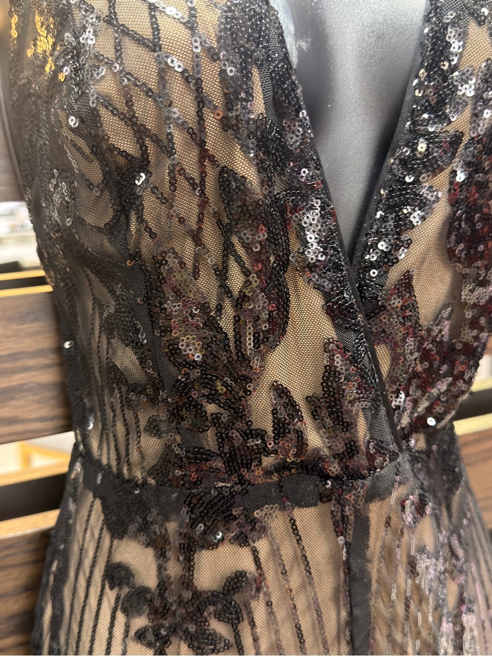 Embellished Black, Gold & Silver Sequin Jumpsuit - Picture 5 of 5